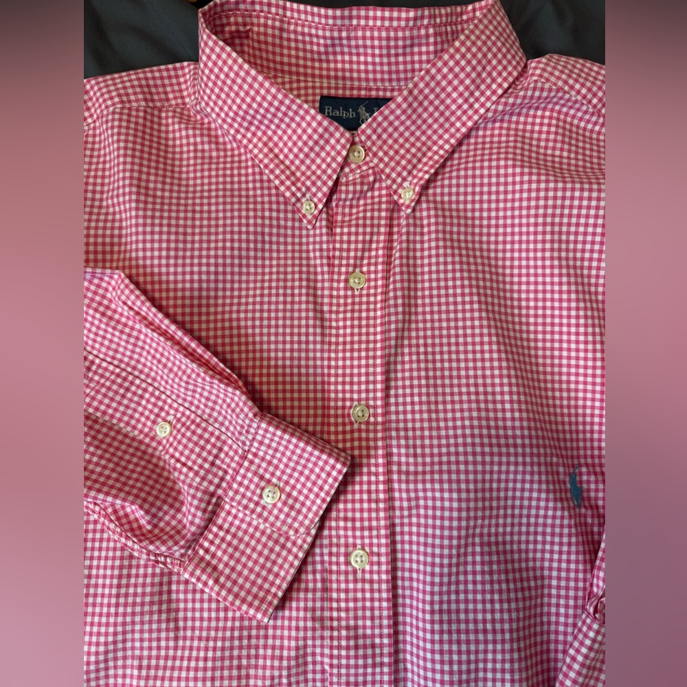 Ralph Lauren 3XLT Big & Tall Mans Classic Fit Pink Checked Gingham Lightweight